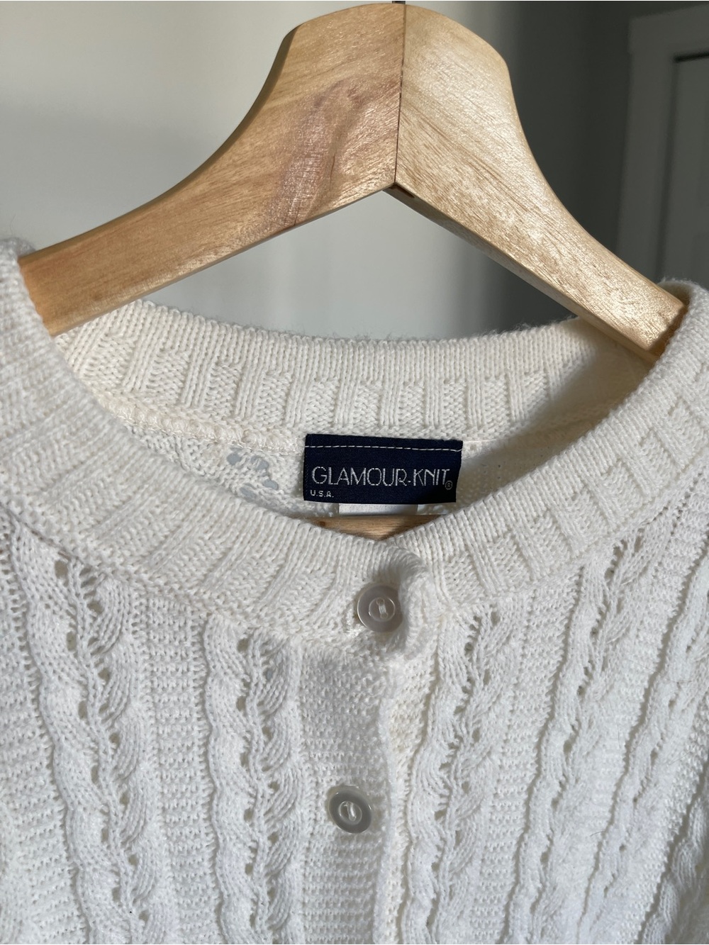 Glamour Cream Cable-Knit Button Cardigan